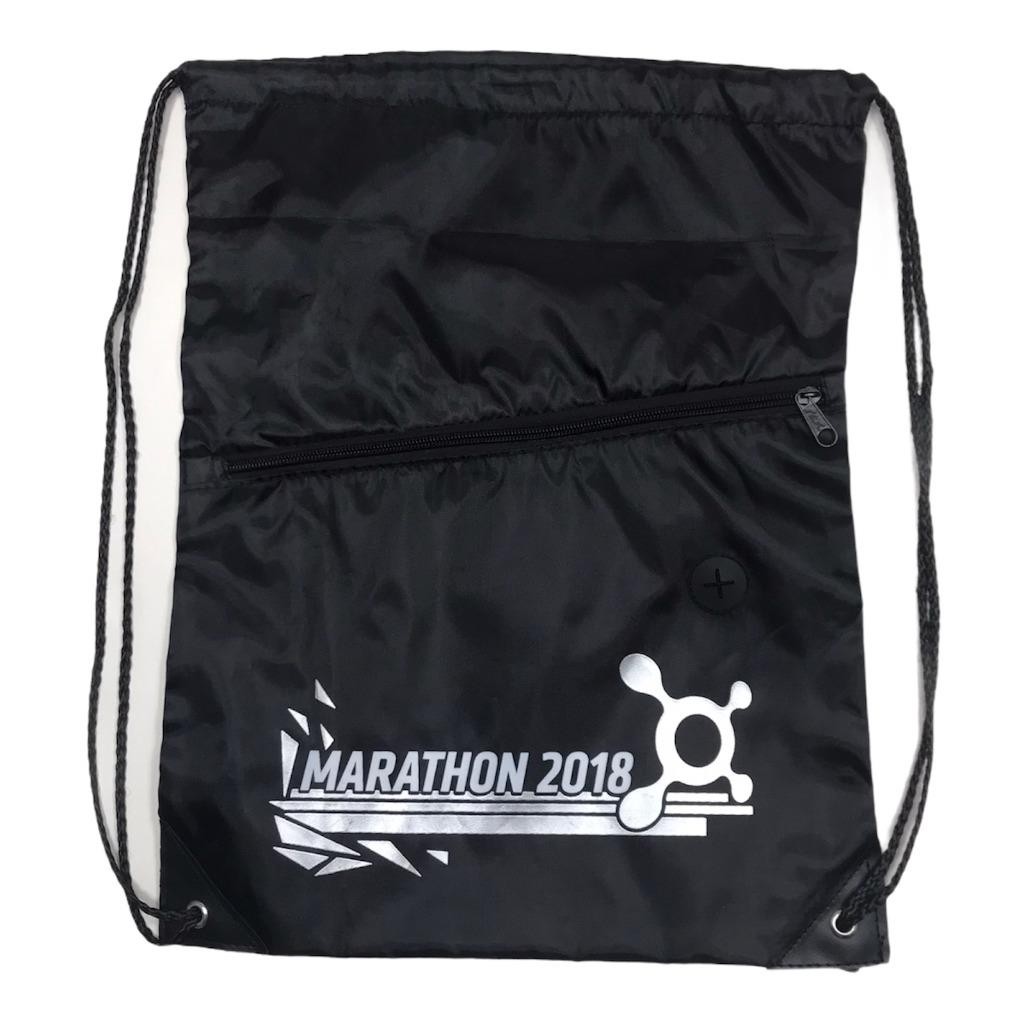 NEW OrangeTheory Fitness Black Polyester Drawstring Backpack Zipper Pocket