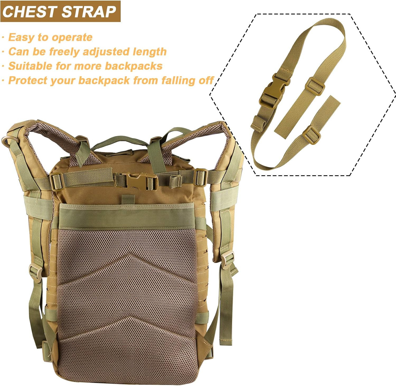 Backpack Chest Strap Adjustable Sternum Strap Chest Belt with Buckle