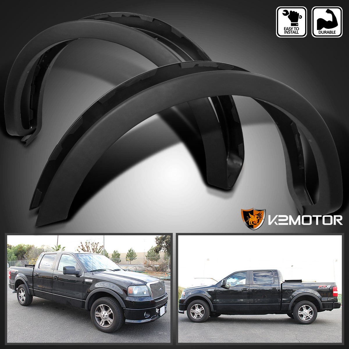 Fits 2004-2008 Ford F150 Styleside Factory Style Fender Flares Wheel Protector