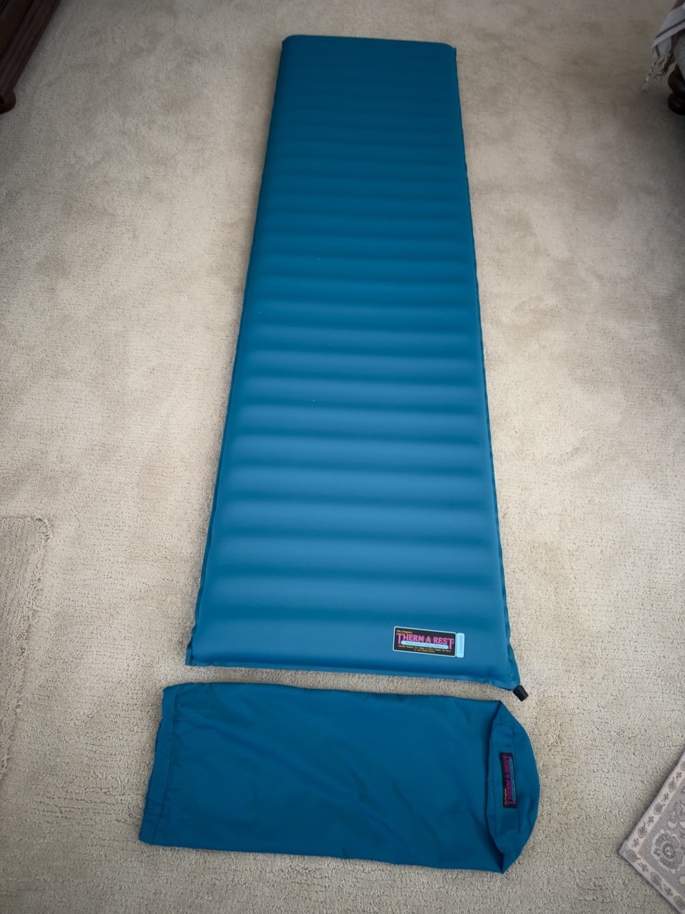 Vintage Therm-a-Rest Long Self Inflating Sleeping Pad 72”x20” w/ Stuff Sack USA