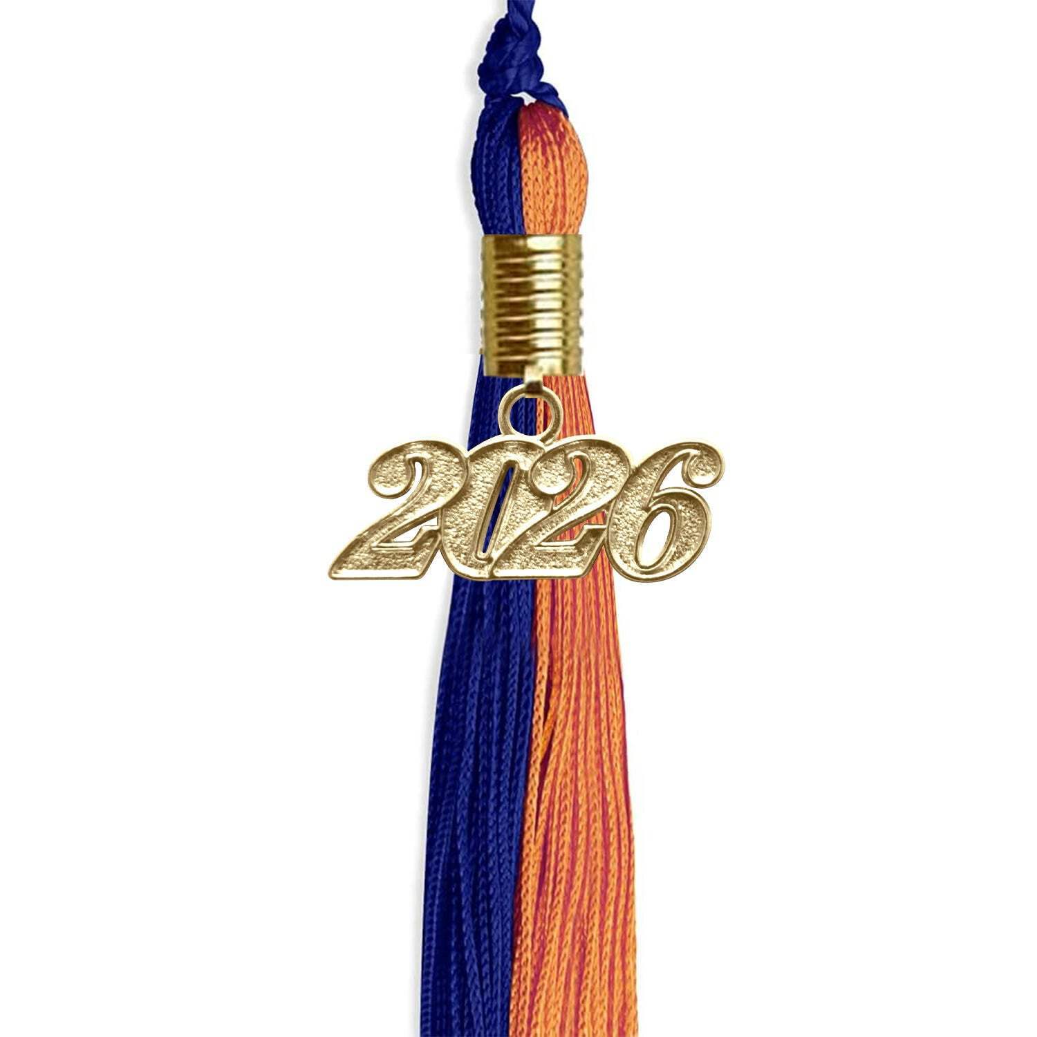 Endea Graduation Royal Blue/Orange Tassel With Gold Date Drop
