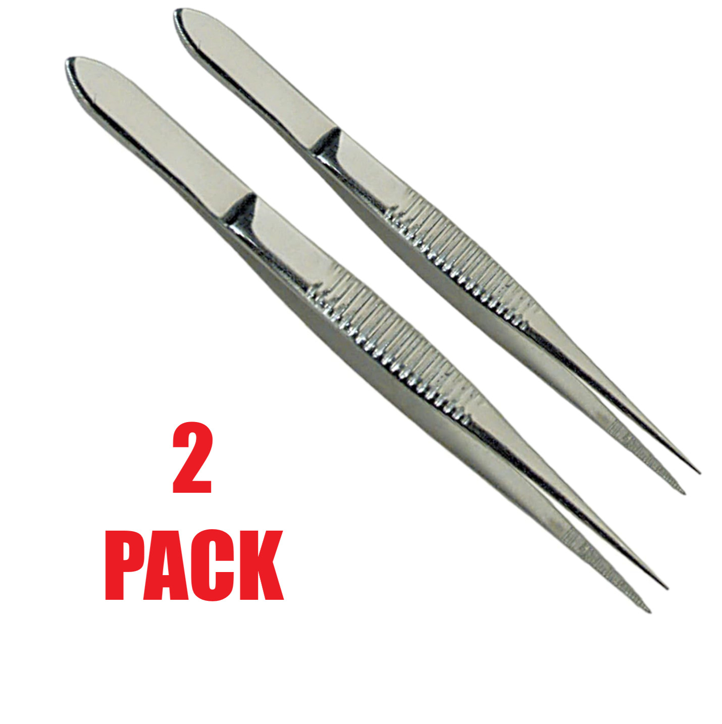 2 Pack 3.5" Grafco 2768 Thumb Dressing Forceps Serrated Stainless Steel Tweezers