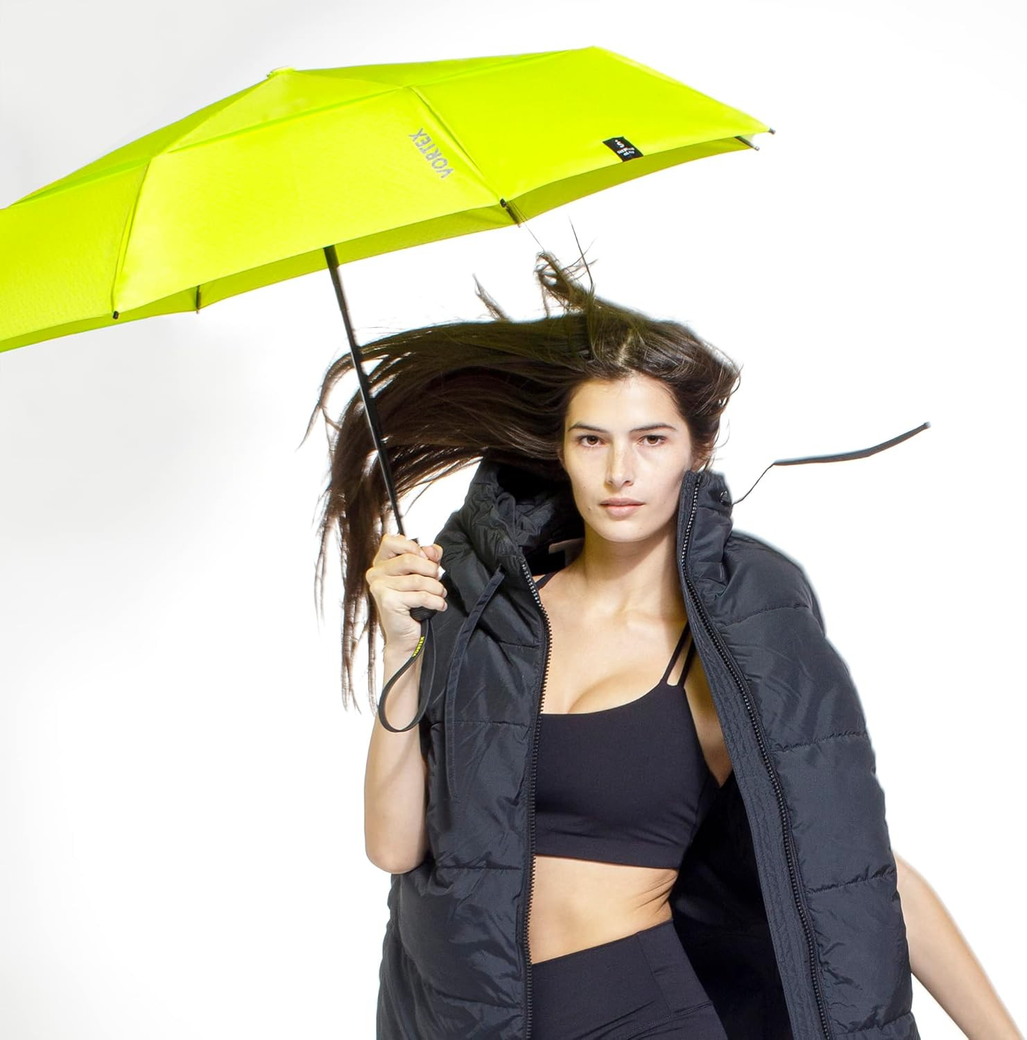 Vortex Compact Umbrella - 11" Fold, 43" Arc, One-Hand, Windproof 75 Mph