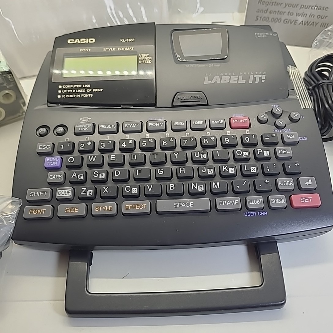 Vintage Casio Label It! KL-8100PLUS Printer Sharp Wizard OZ-630 Organizer Bundle