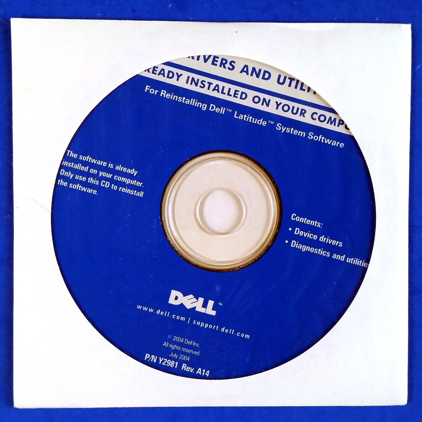 Dell Latitude D600 D800 System Software Reinstallation CD-ROM Drivers Diagnostic