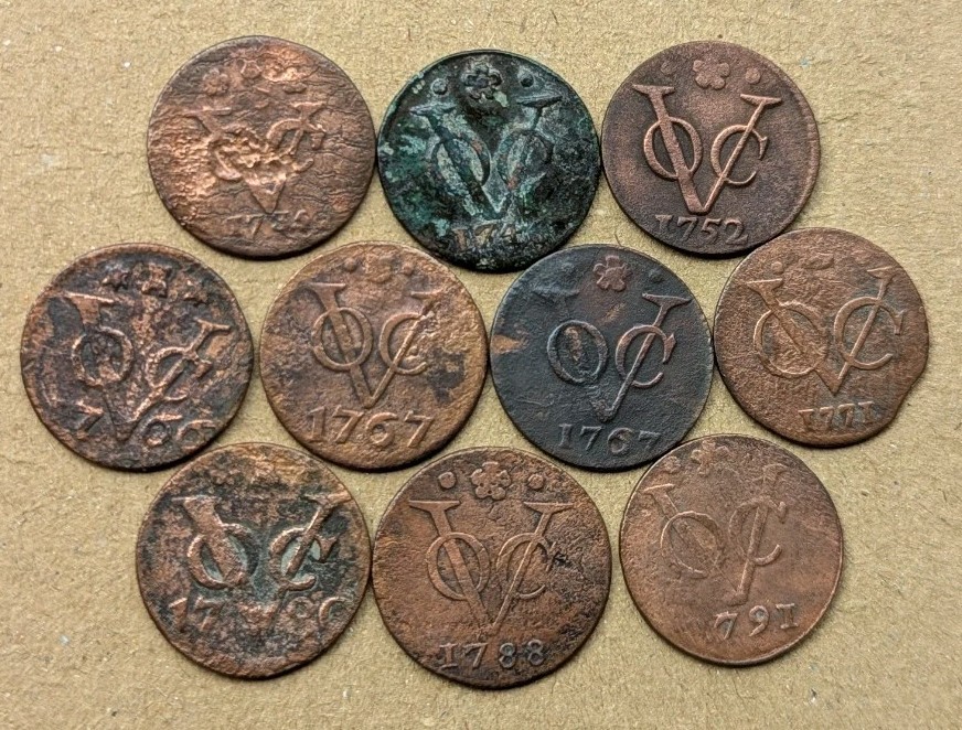 Lots 10 Pcs Dutch VOC Duit 1734 - 1791 New York Penny Copper Coin_A775
