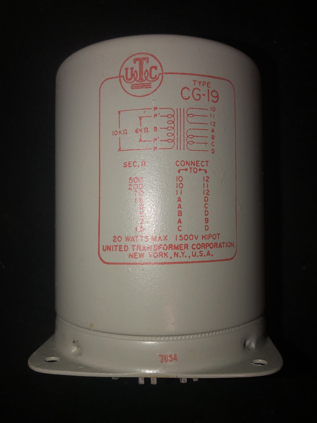 New-Open Box Vintage TRW UTC CG-19 OUTPUT TRANSFORMER