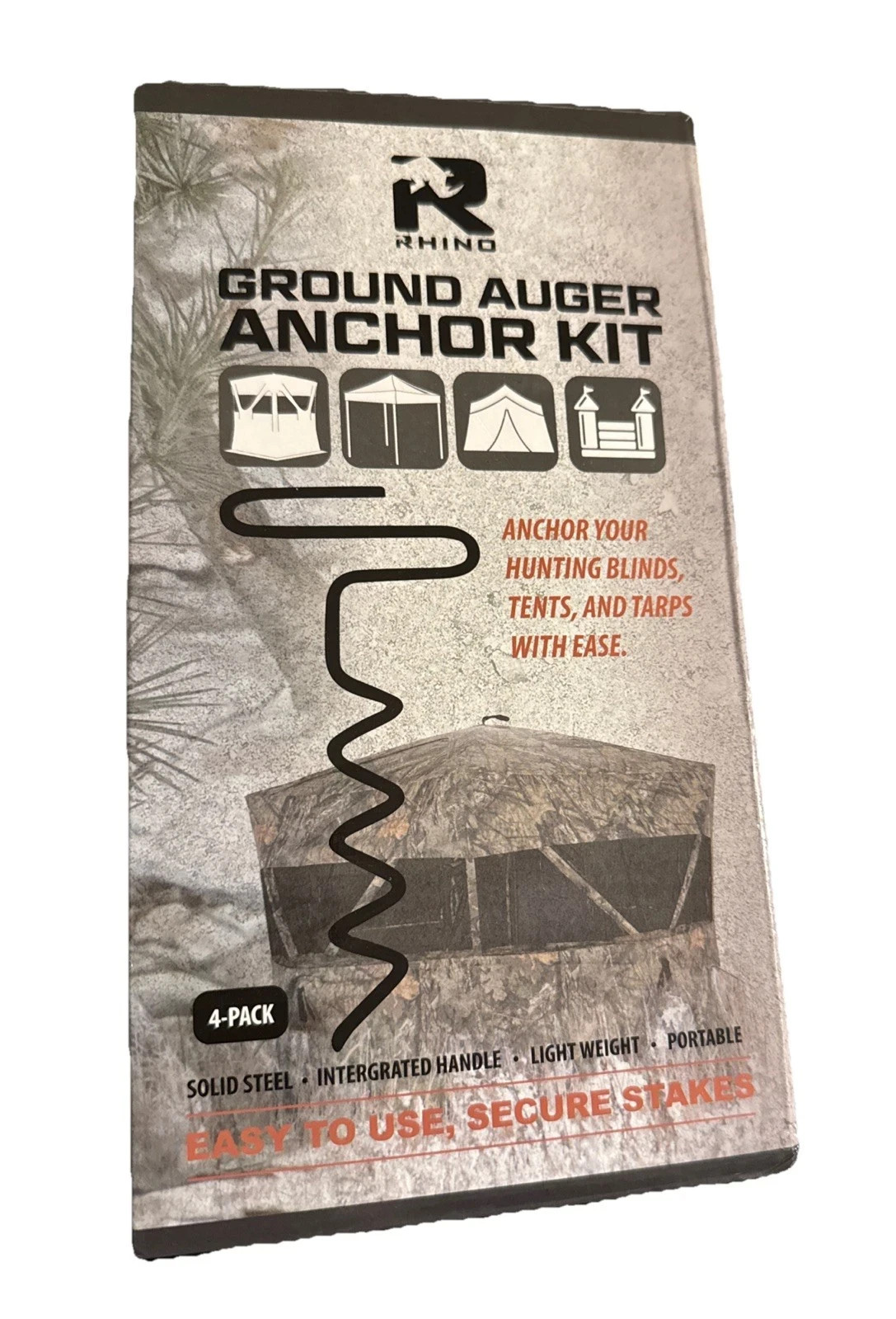 Rhino Ground Auger Anchor Kit - 1 Pack (Set of 4)