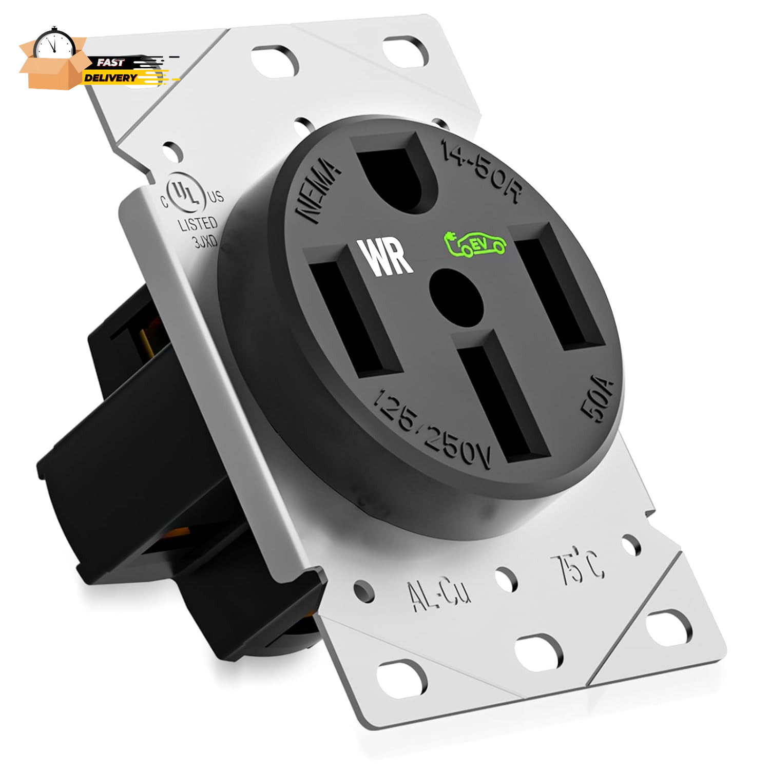 Nema 14-50 Outlet Designed Specifically for EV Charging,Weather Resistant 3-Pol