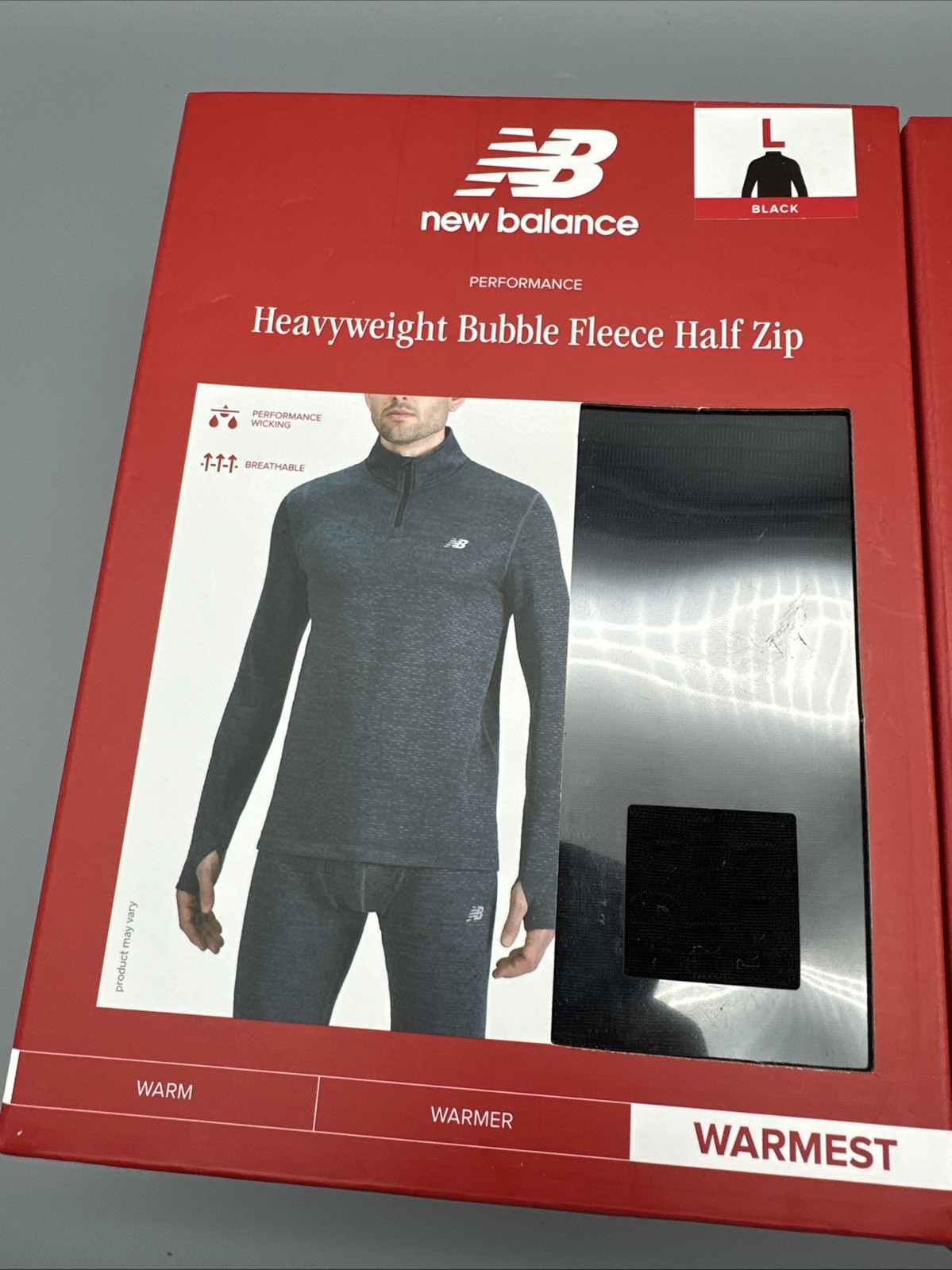New Balance Bubble Fleece Half Zip & Grid Base Layer Pants Size L Set