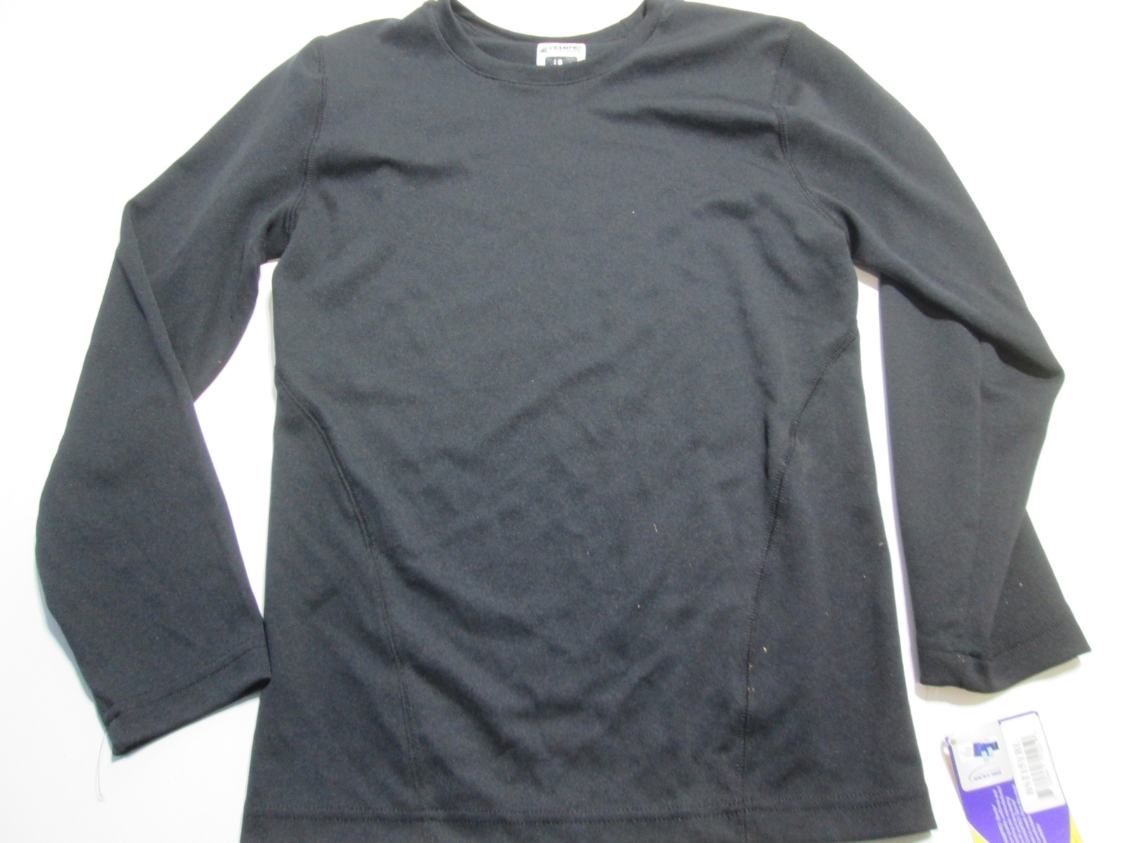 NWT Champro Youth Unisex Size L Long Sleeve Shirt Black Crew Neck Breathable