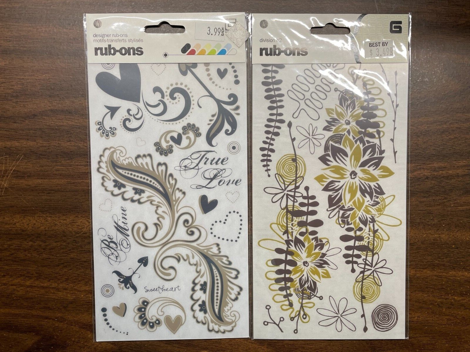 BASIC GREY TRUE LOVE, FLORAL FERNS - RUB-ON TRANSFERS