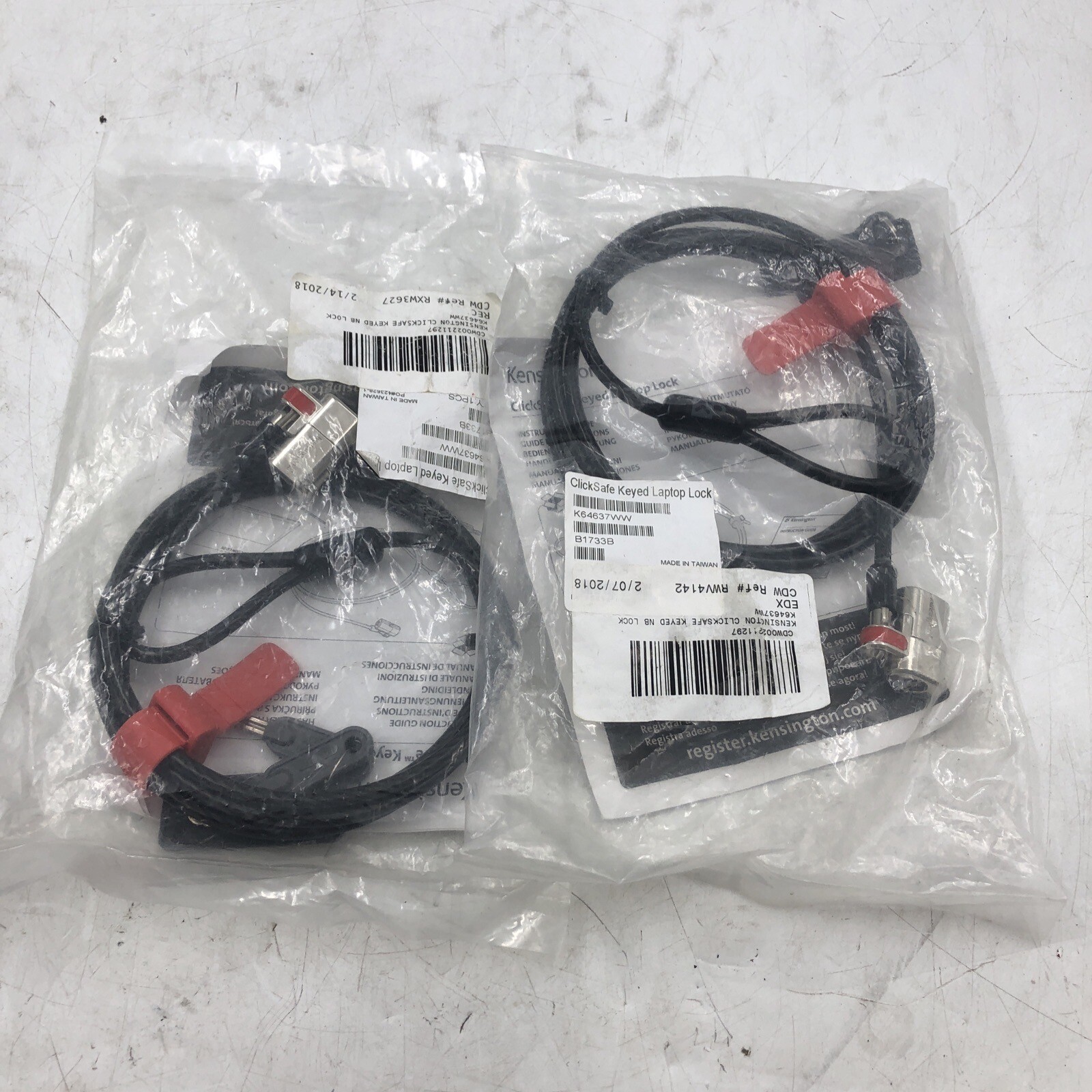 Kensington ClickSafe Keyed Laptop Lock Locking Cable NEW IN PACKAGE Lot Of 2
