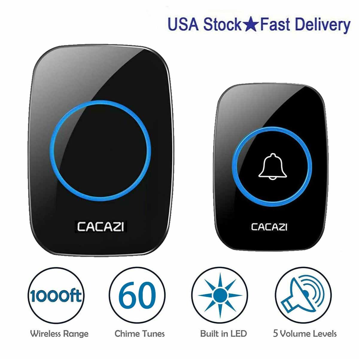 Wireless Doorbell, Plug and Play Waterproof Door Bell Kit 3 Adjustable Volume