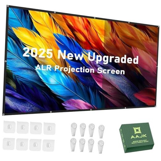 ALR Projector Screen, 4K Movie Projector Screen 16:9 HD Foldable Anti 80in pro