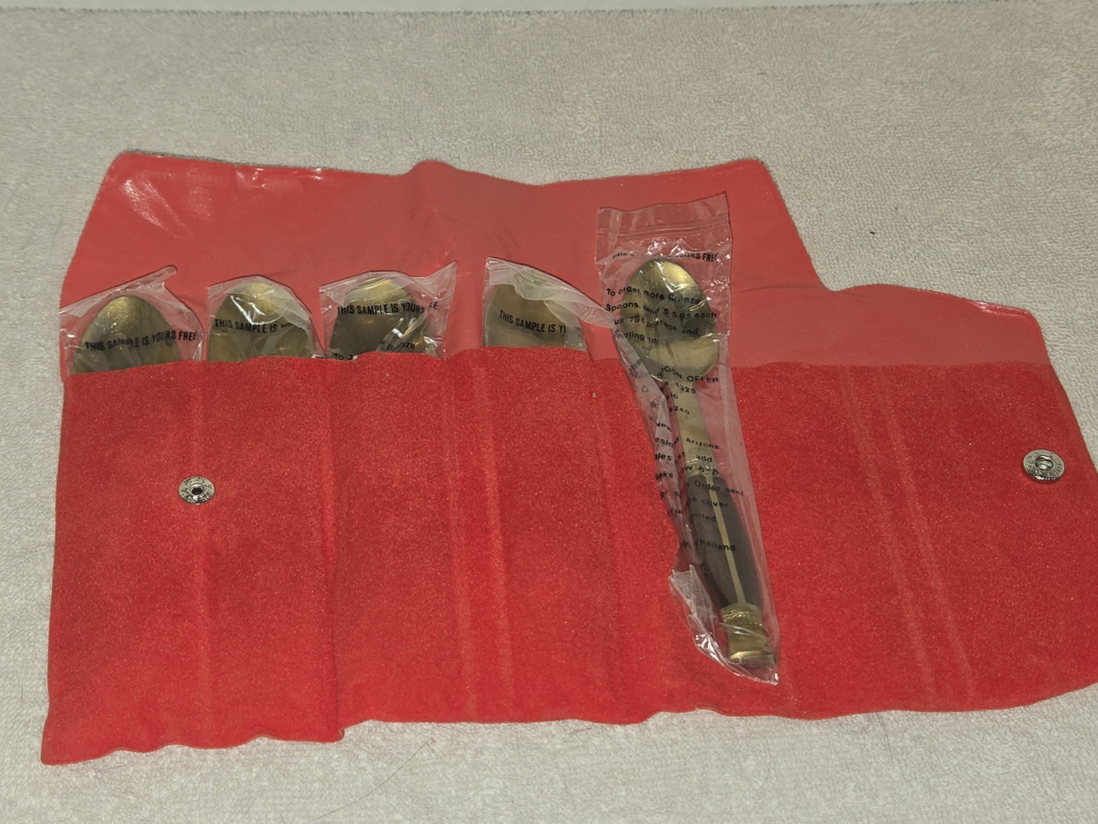 Vtg Mid-Century Bronze Spoon With Wood Handle Made In Thailand New Set Of 5