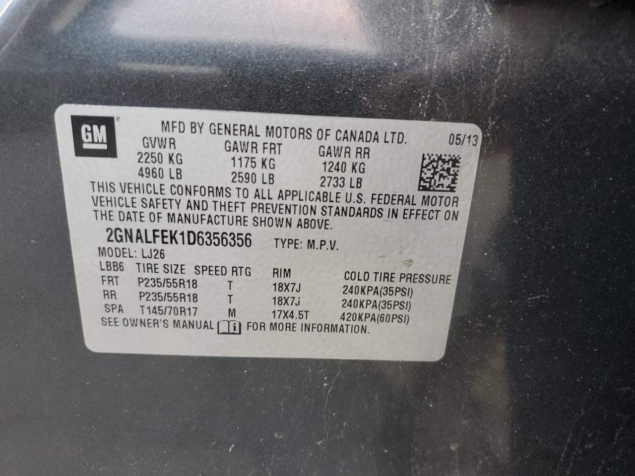 2013-2016 Chevrolet Equinox Control Module Stability Control Floor OEM 1390679