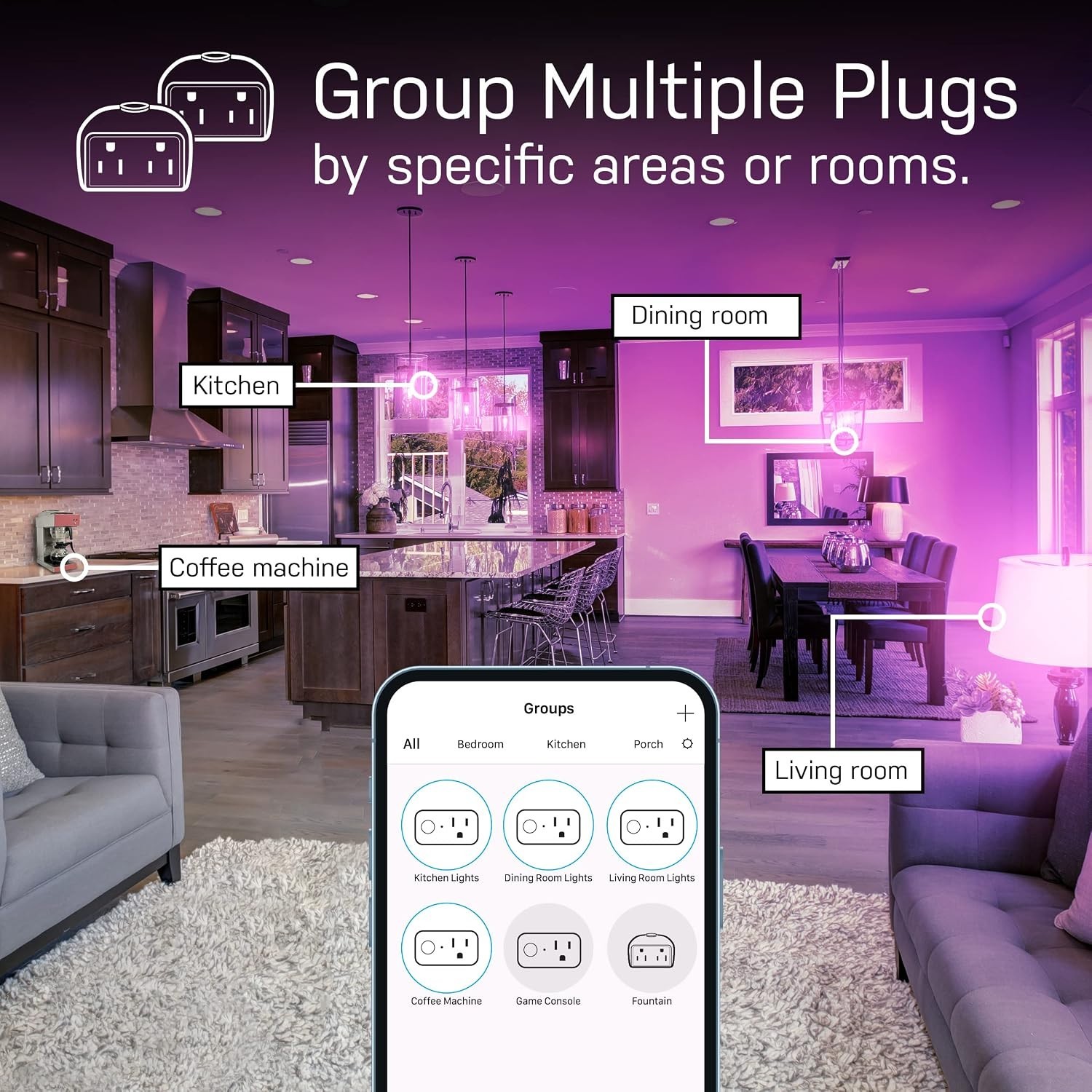 Compact Smart Plug - Voice Controlled Wi-Fi Socket with Built-In Night Light
