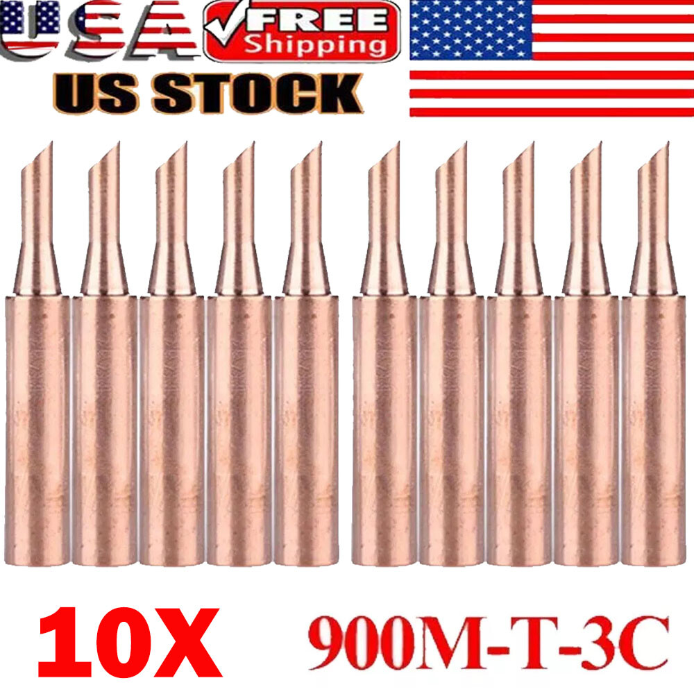 10PCS 900M-T-3C Pure Copper Soldering Iron Tips Set Lead-Welding Solder Tip Tool