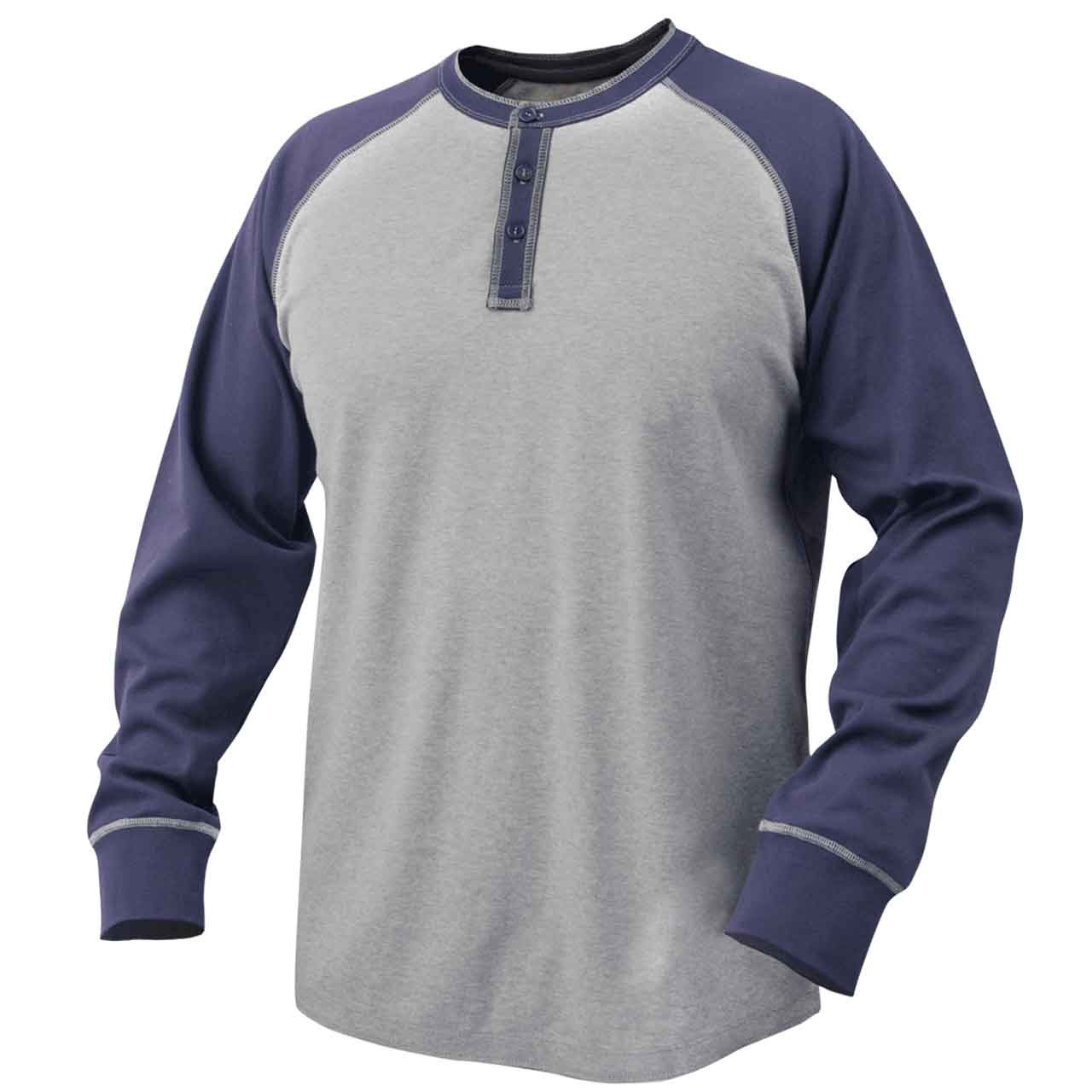 Black Stallion TF2520 FR Cotton Jersey Long Sleeve T-Shirt Navy/Gray 3X-Large
