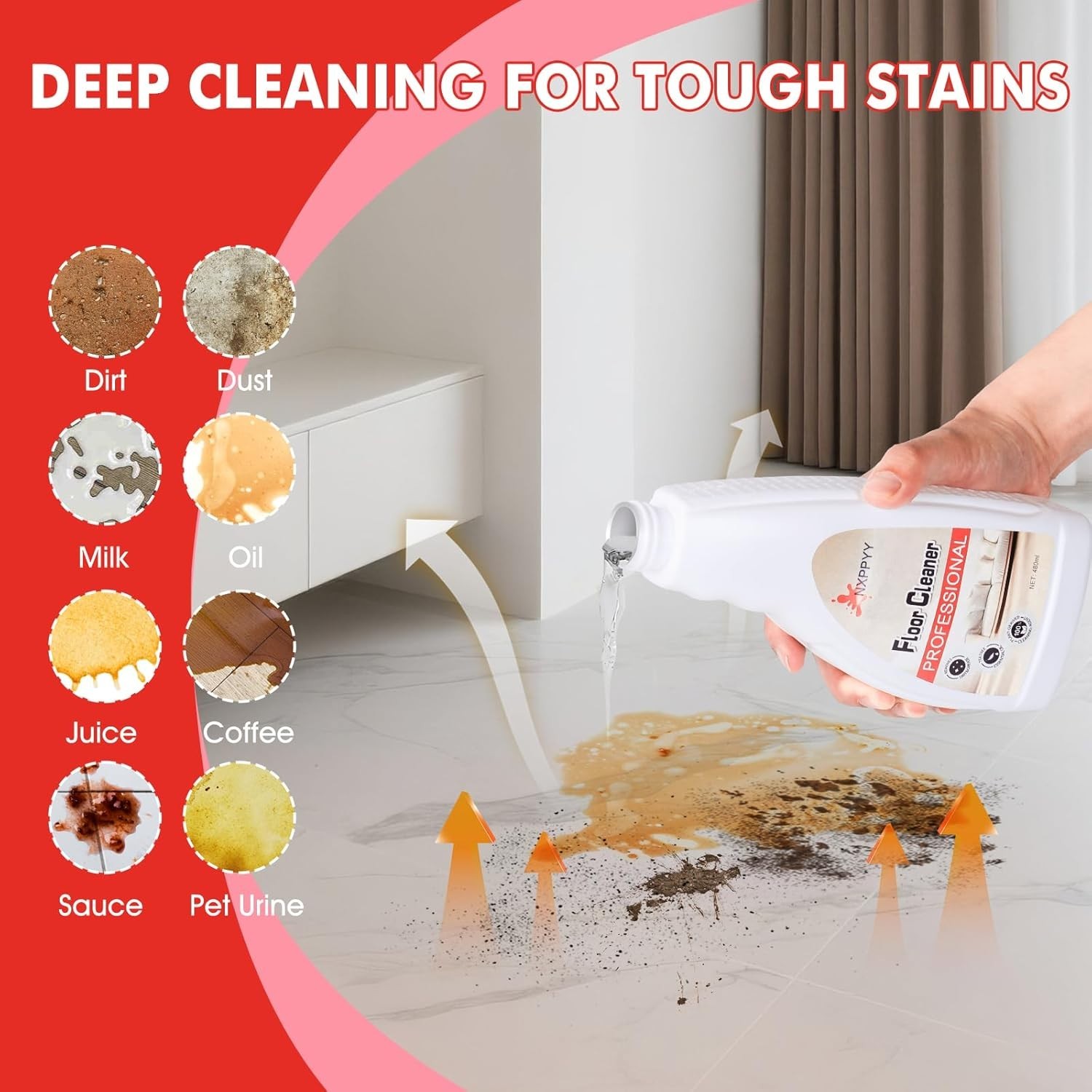 Floor Cleaning Solution for Roborock Q5/Q7/Q8/S7/S8, 4 Bottles