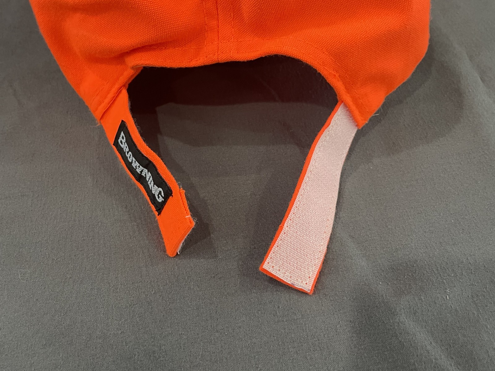 New W/O Tags Browning Safety Blaze Orange with 3D Logo Hat Cap Hook & Loop Close