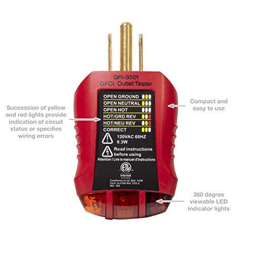 Gfi-3501 Probador De Receptaculo Con Falla A Tierra Y Analizador De Circuito...