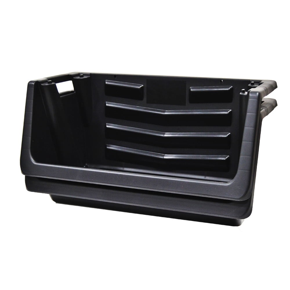2 pack Heavy Duty Nesting Plastic Stack Bin Black
