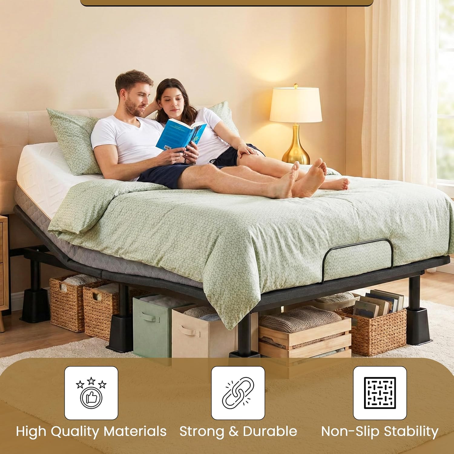 6 Inch Bed Risers Set of 4 Black Heavy Duty Stackable for Bed Desk Sofa