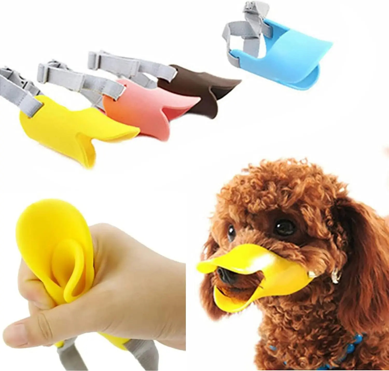 Duck-shaped Soft Silicone Muzzle for Dogs - Comfortable & Anti-bite Pet M