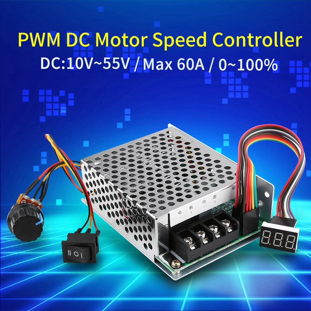 DC10V-55V PWM Brushed DC Motor Speed Controller CW CCW Reversible Switch With