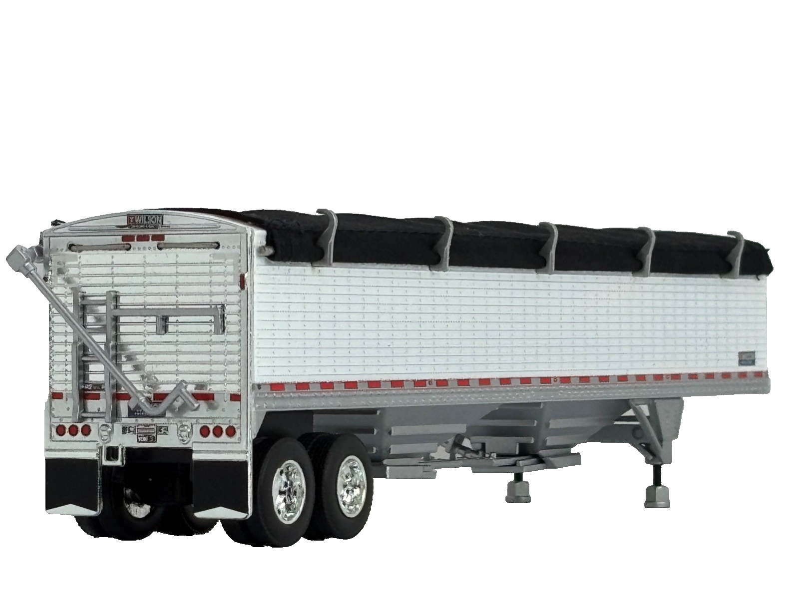 1/64 DCP WHITE WILSON PACE SETTER HIGH SIDE GRAIN TRAILER W/ BLACK TARP