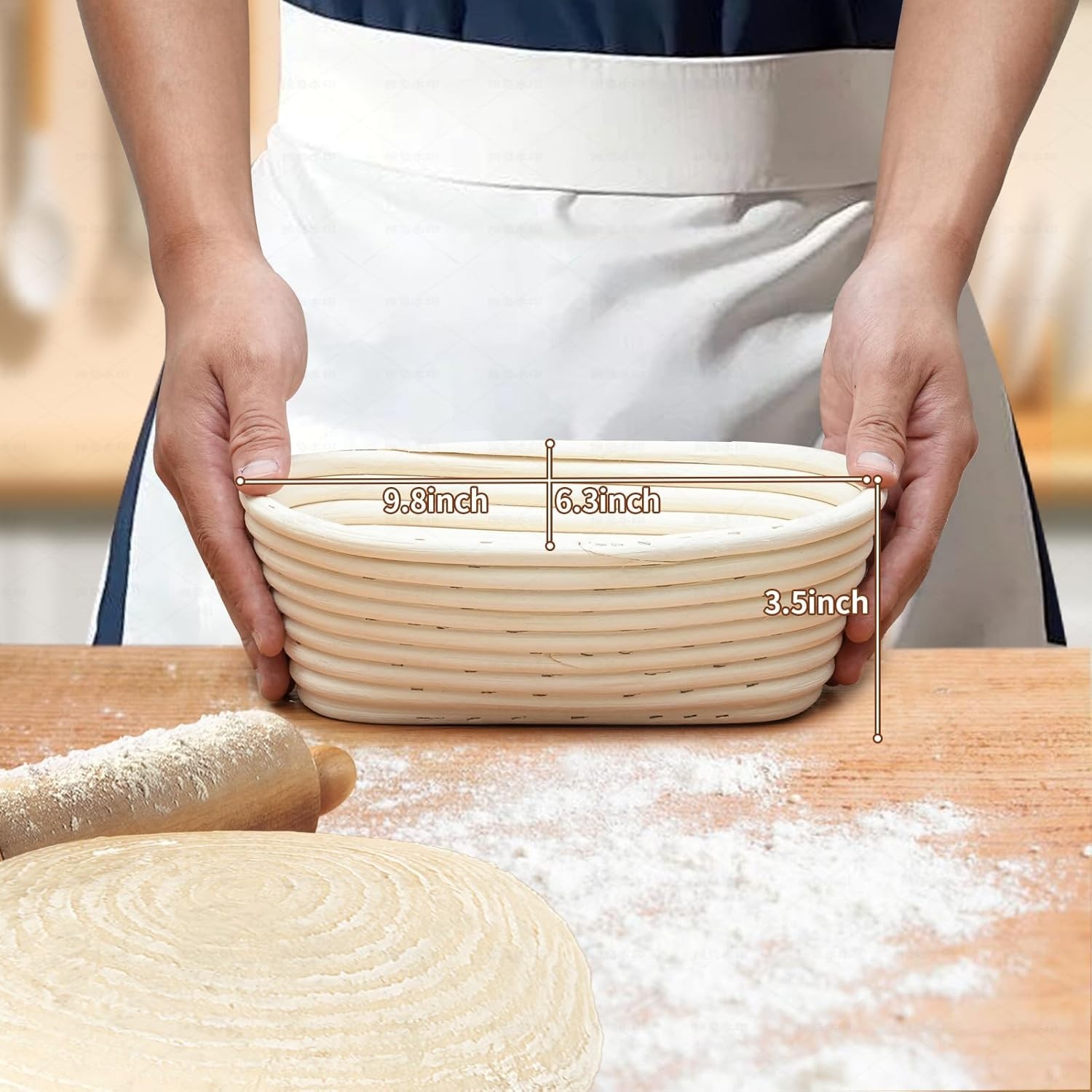 Artisan Sourdough Bread Baking Supplies: 2 Banneton Baskets & Starter Kit