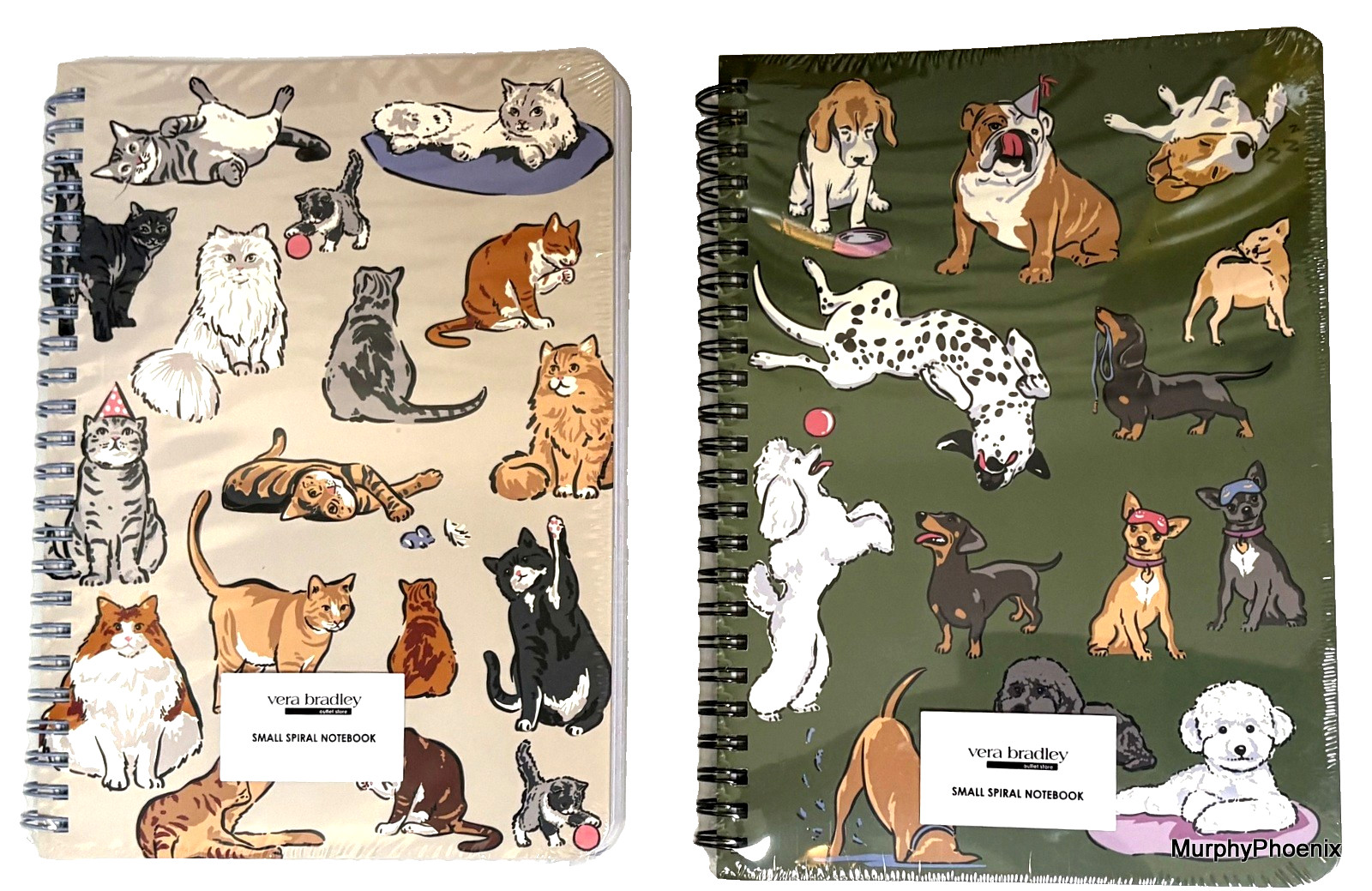 Vera Bradley Small Spiral Notebook with Interior Pocket NWT Choose Cats or Dogs