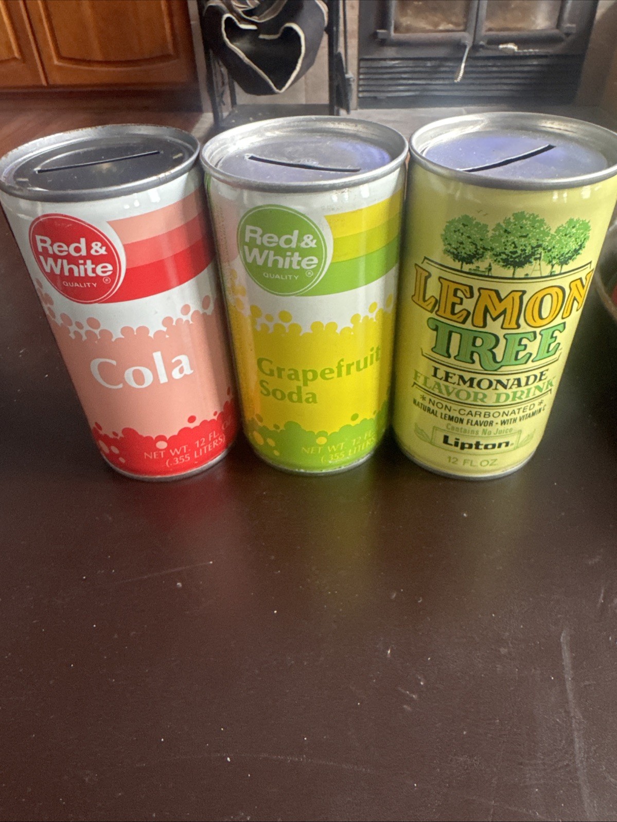 3 Older Soda Salesman Sample Cans Bank Top.