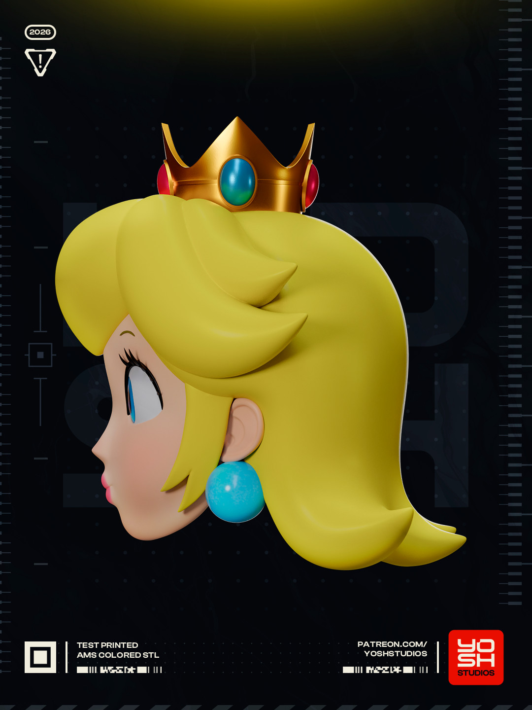 Princess Peach Mask 3D Printed N Color