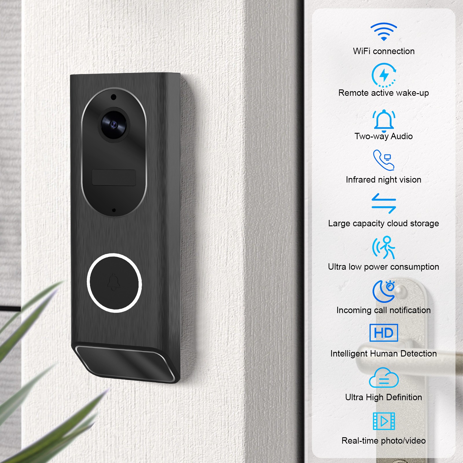 Smart WiFi Video Doorbell Wireless Door Bell Phone Ring Intercom Security Camera