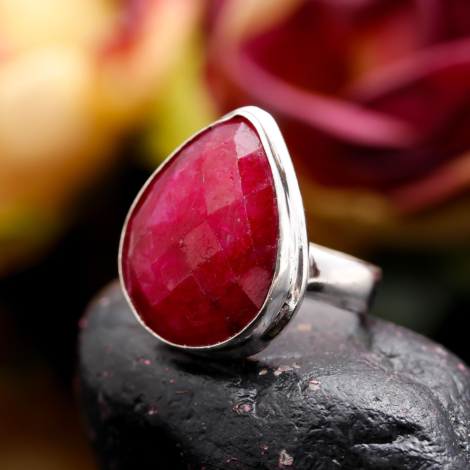 Kashmir Ruby Lab Created Gemstone Handmade 925 Sterling Silver Ring Jewelry