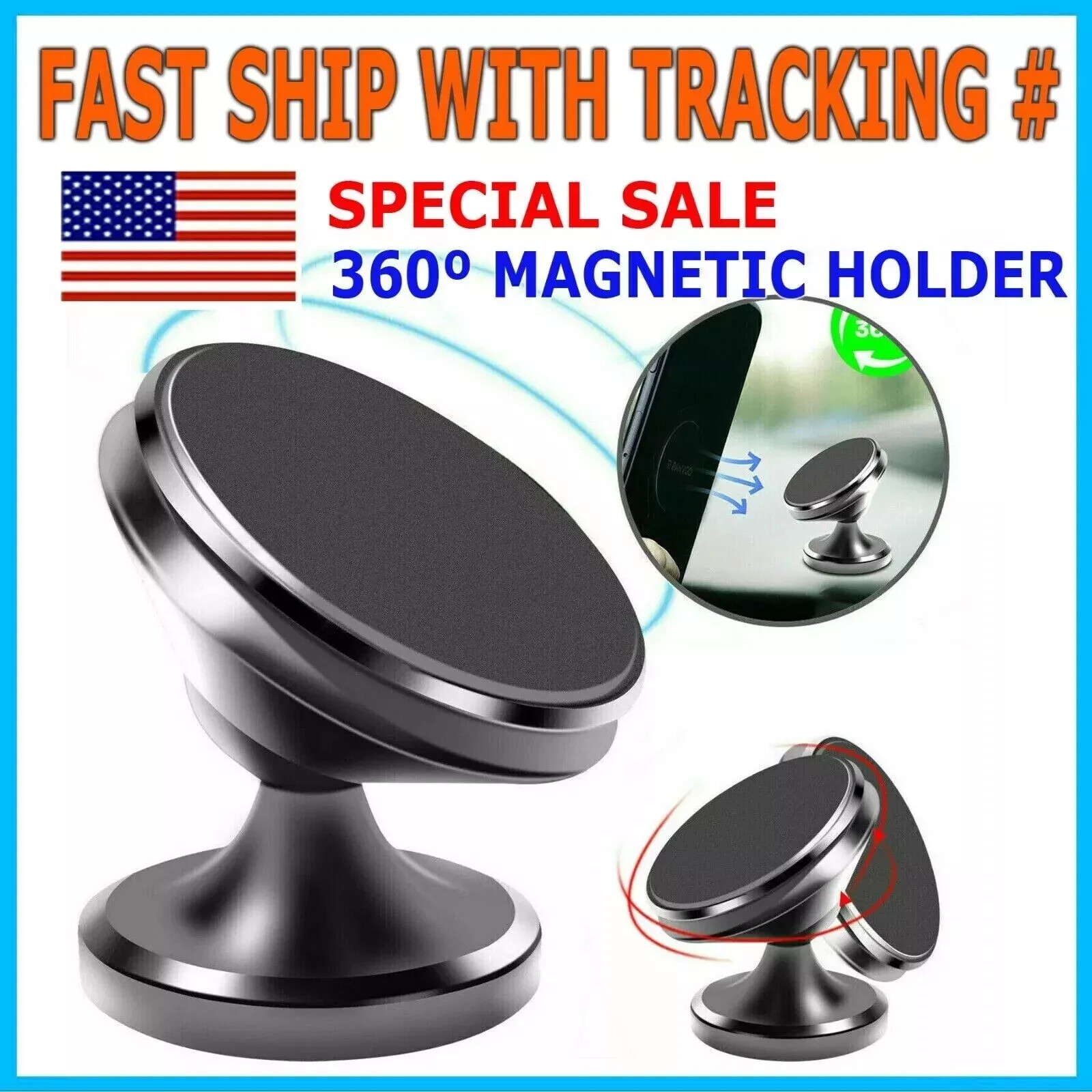 Super Magnetic Car Mount 360 Degree Dashboard Holder For Cell Phone Universal