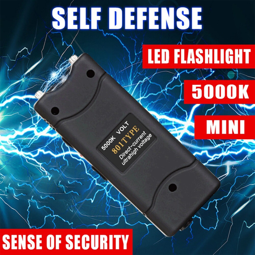 Black 801 380 BV Micro Stun Gun Self Defense W/ 1 Bottle Free Pepper Spray