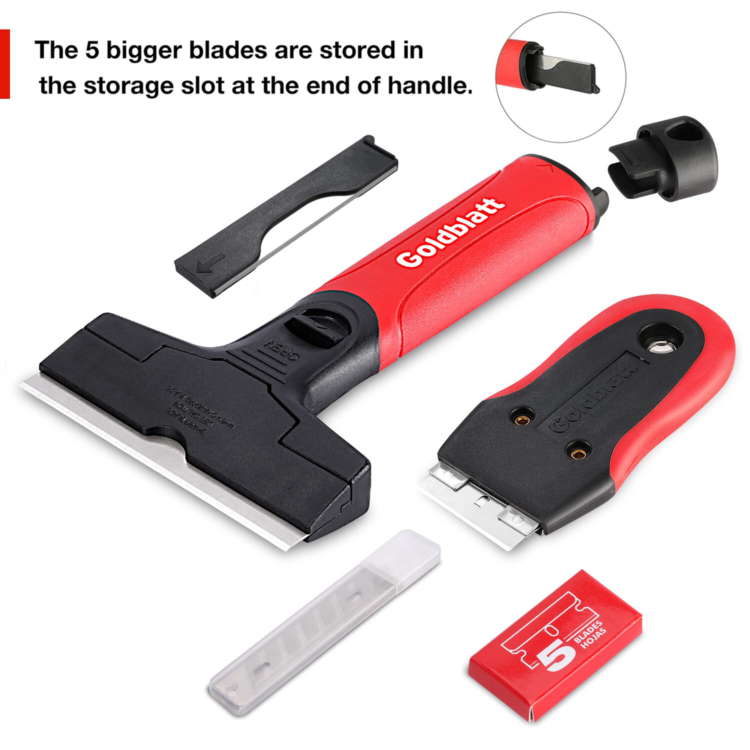 Goldblatt 2PCS Razor Blade Scraper Razor Scraper Tool Razor Holder w/15PC Blades