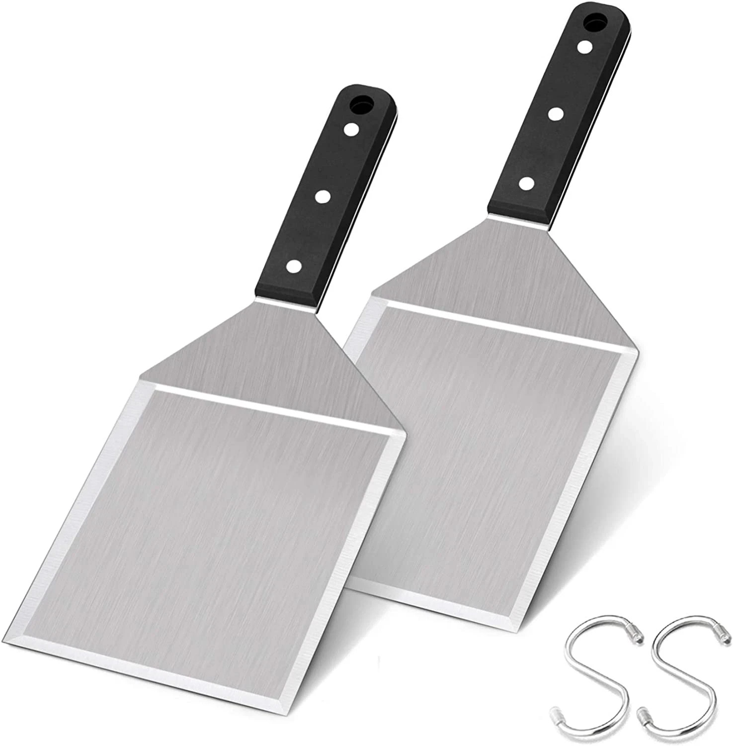 Metal Spatula 2 PCS, Heavy Duty Stainless Steel Griddle Burger Spatula, as Barbe