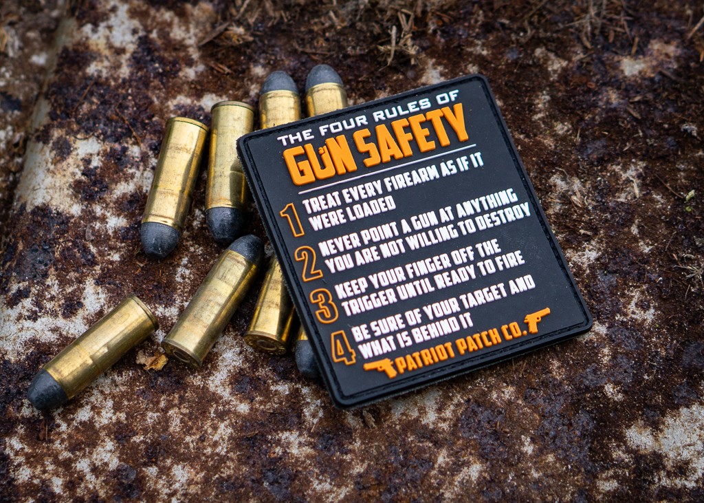 Patriot Patch Co - 4 Rules of Gun Safety - Patch Color: Orange