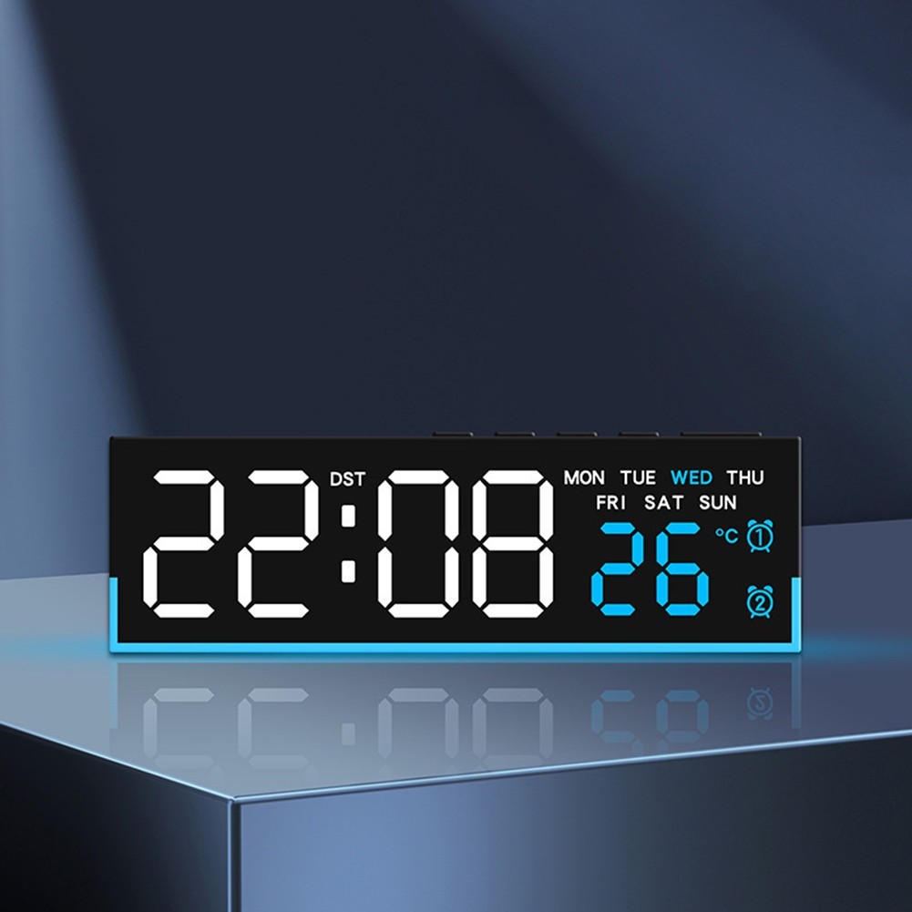 Adjustable LED Night Light Clock with Soft Glow and Temperature Monitor