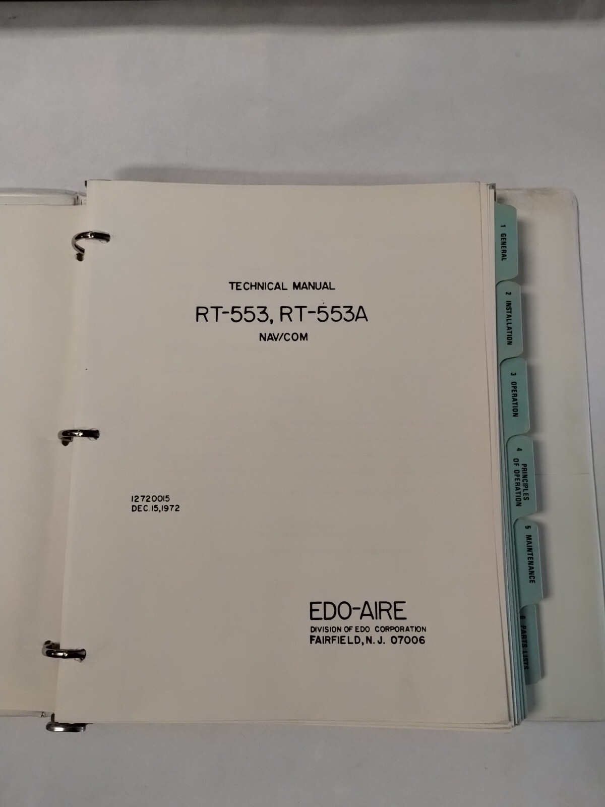 Edo-Aire RT-553, RT-553A NAV/COM System Technical Manual-Original