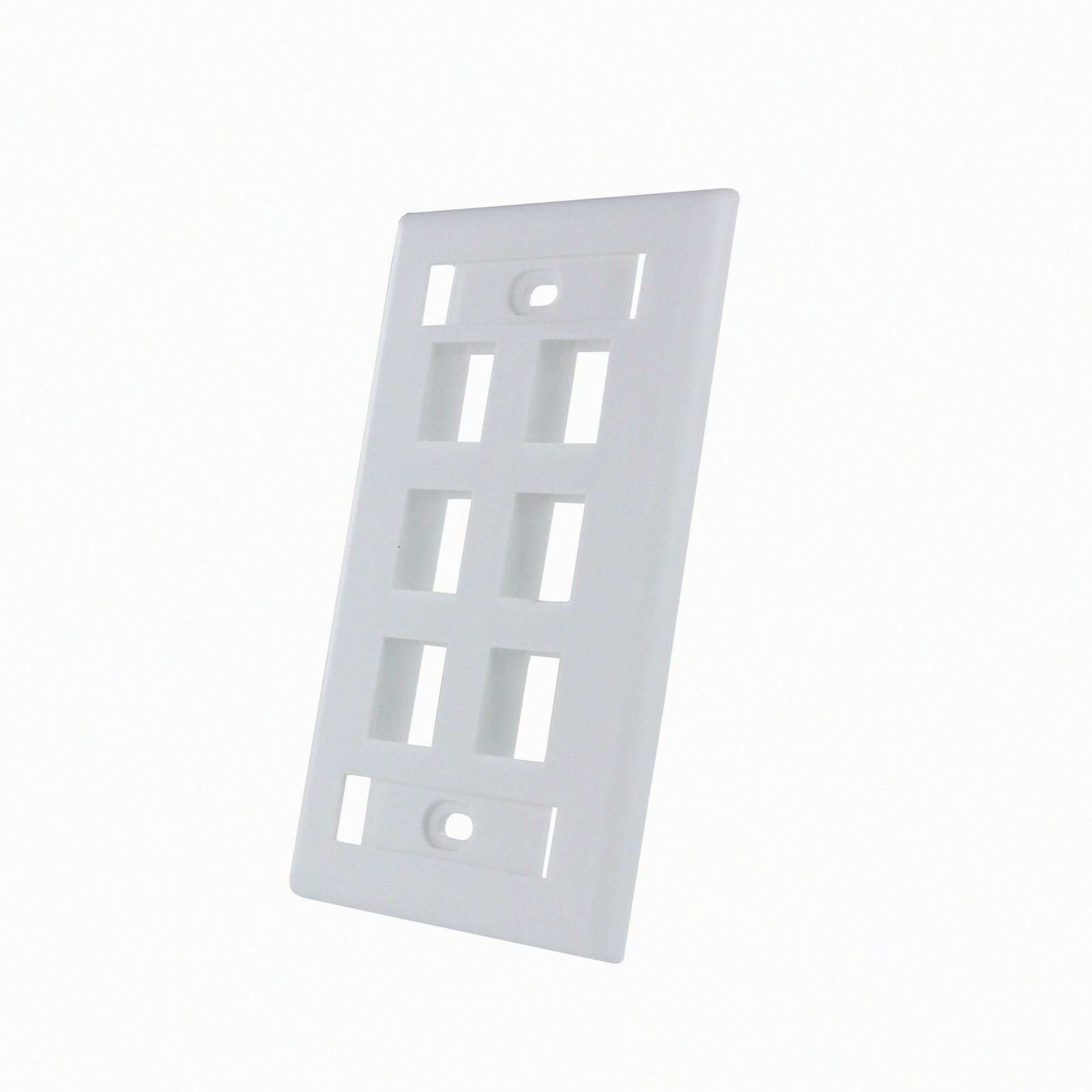 6-Port Keystone Jack RJ45 CAT Network Faceplate Wall Plate- White w/Windows