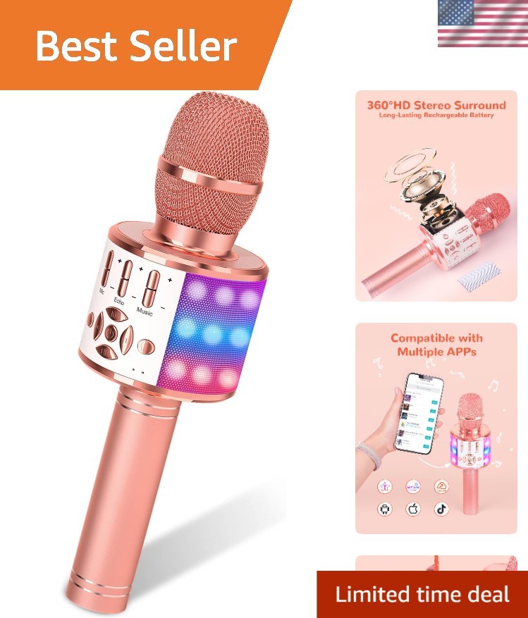 Karaoke Microphone for Adults, Wireless Bluetooth Microphone for Singing Port...