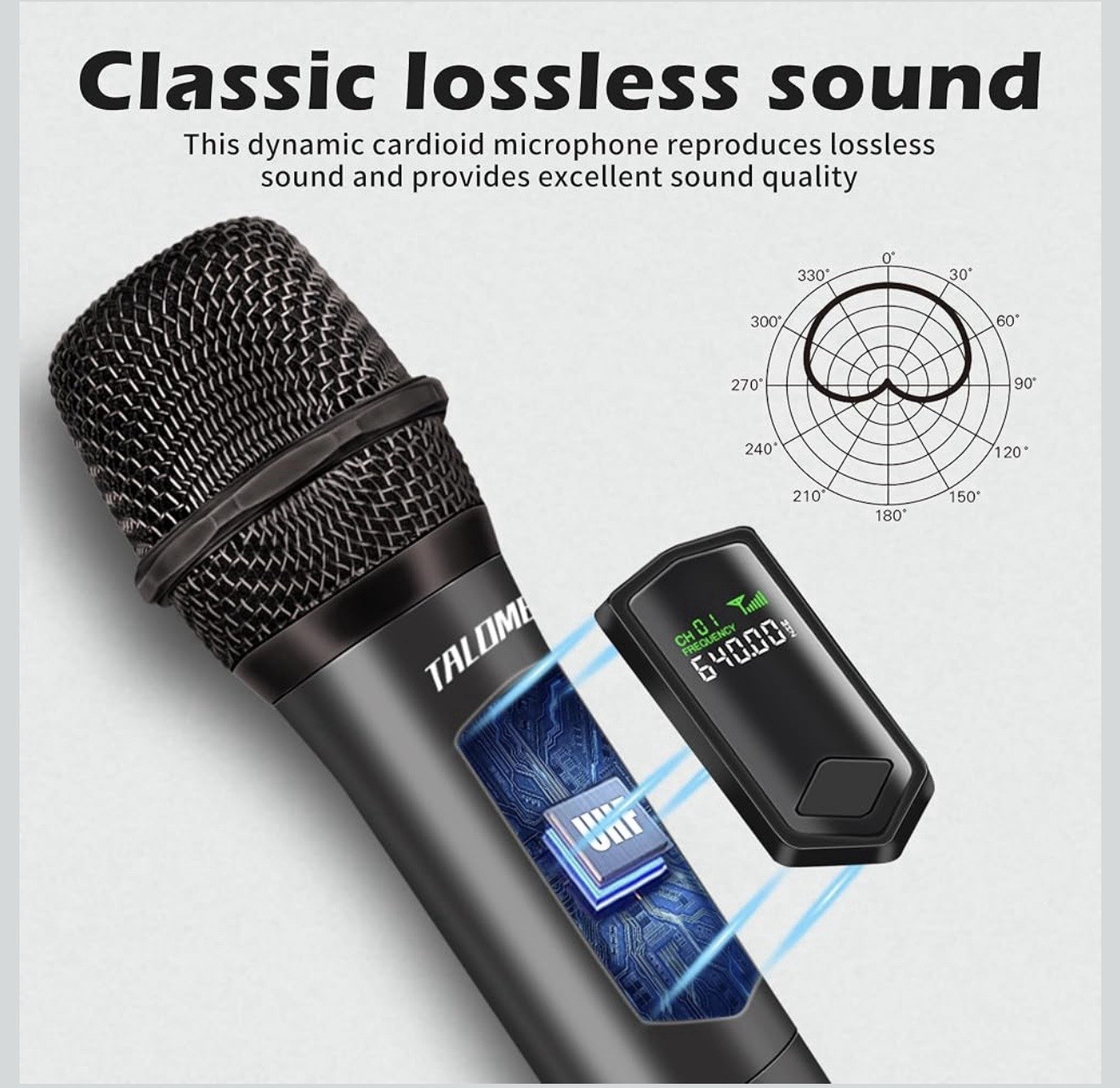 Wireless Microphone Professional Dual Handheld Cordless Dynamic Mic System