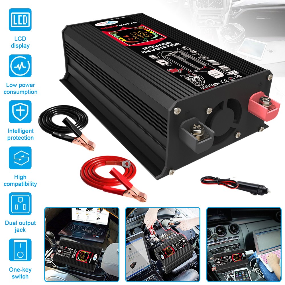 Pure Sine Wave Solar Converter 6000W Car Power Inverter DC 12V To AC 110V ACX