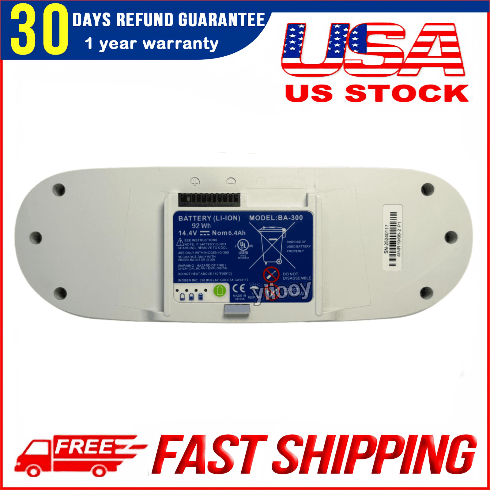New Genuine 92WH BA-300 8-Cell Single Battery for Inogen G3 OxyGo 1400-1010-8